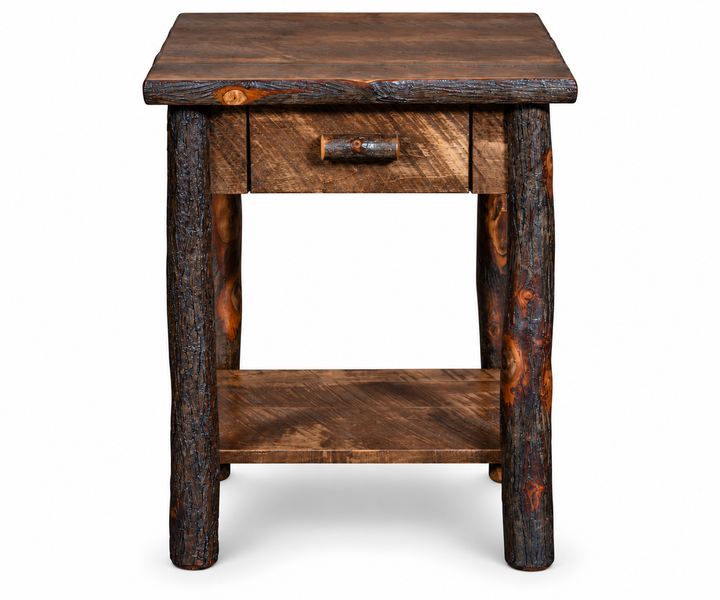 Settler's Log End Table with Drawer