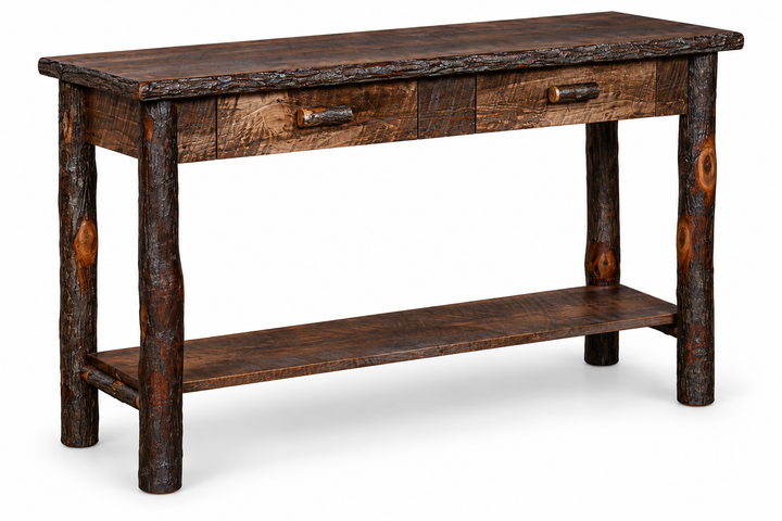 Settler's Log Sofa Table with Two Drawers
