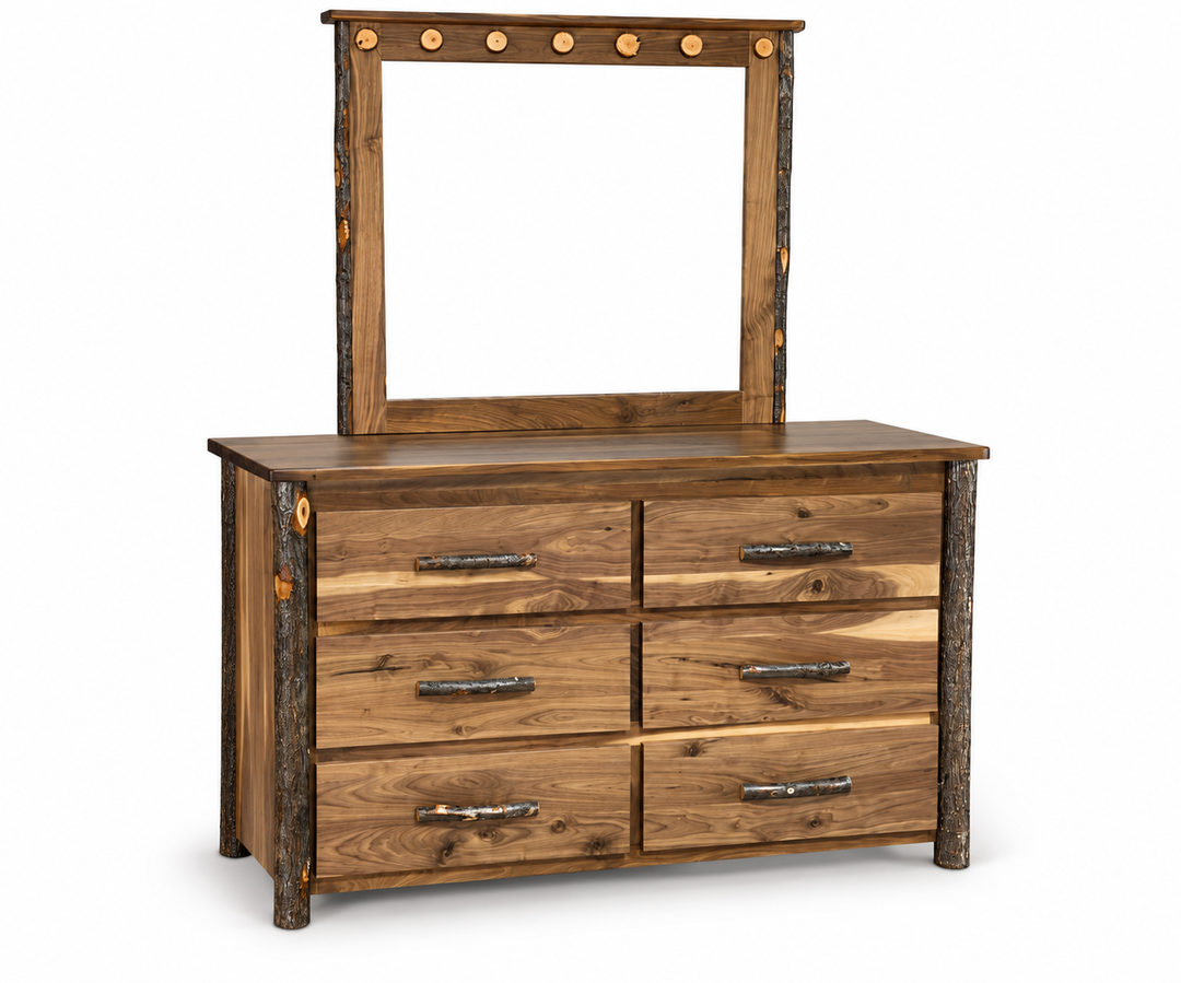 Boulder Log 6 Drawer Dresser with Mirror