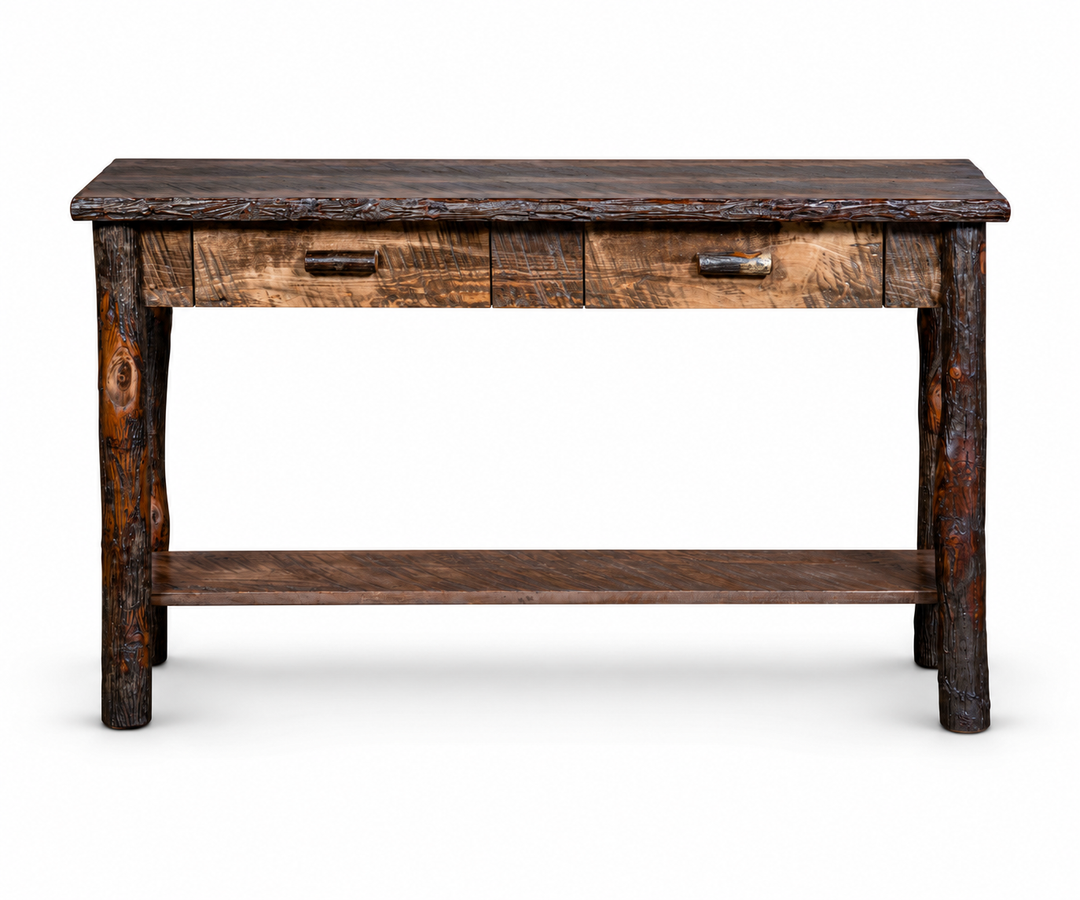 Settler's Log Sofa Table with Two Drawers