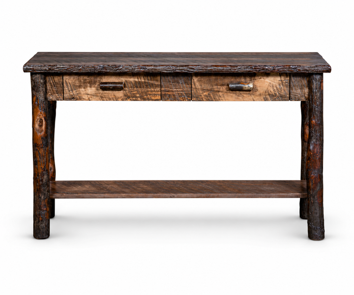 Settler's Log Sofa Table with Two Drawers