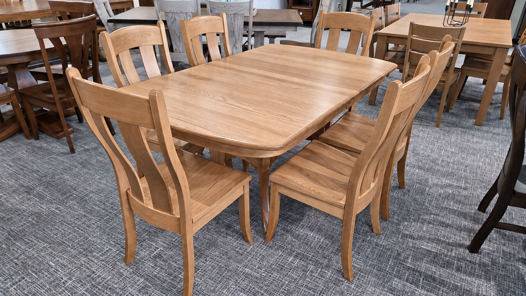 Clearance Galveston 42x66 w/ 4-12" Leaves Hickory Table and 6 Austin Chairs