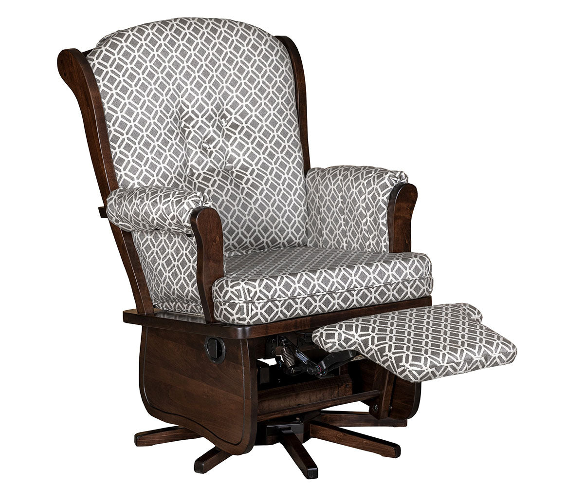 QW Amish Swanback Swivel Glider with Flip-out Footrest - Thumbnail 3