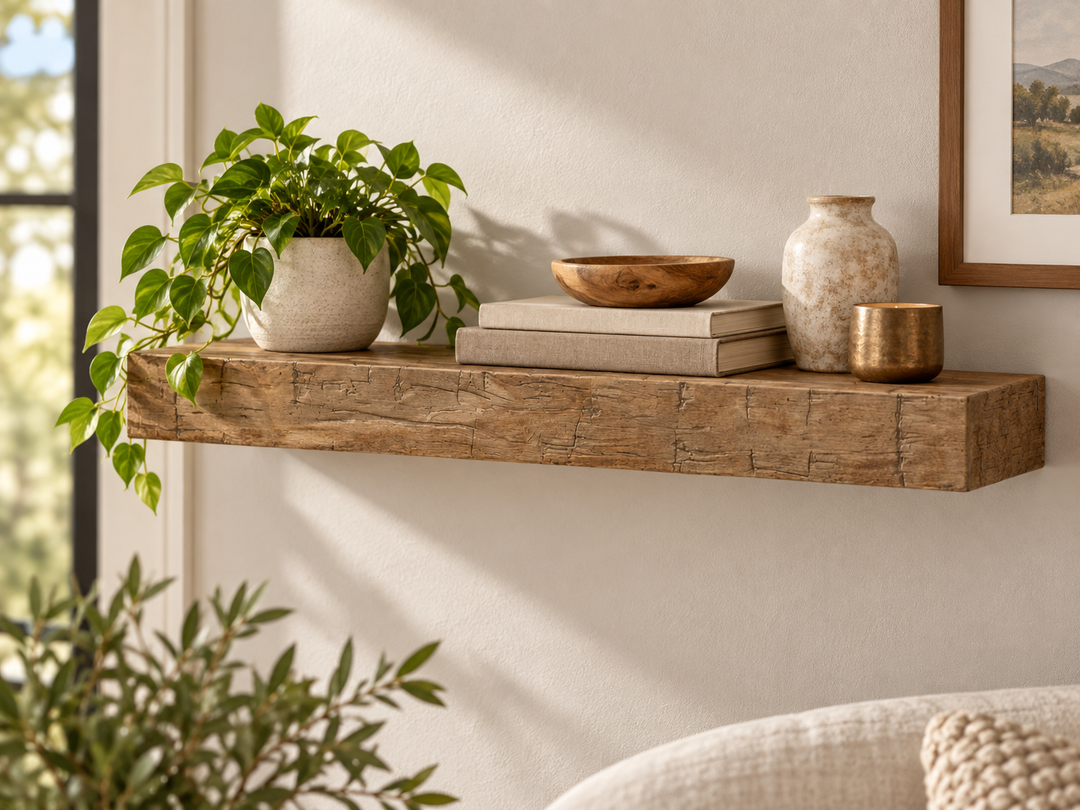 Hand Hewn Floating Shelf