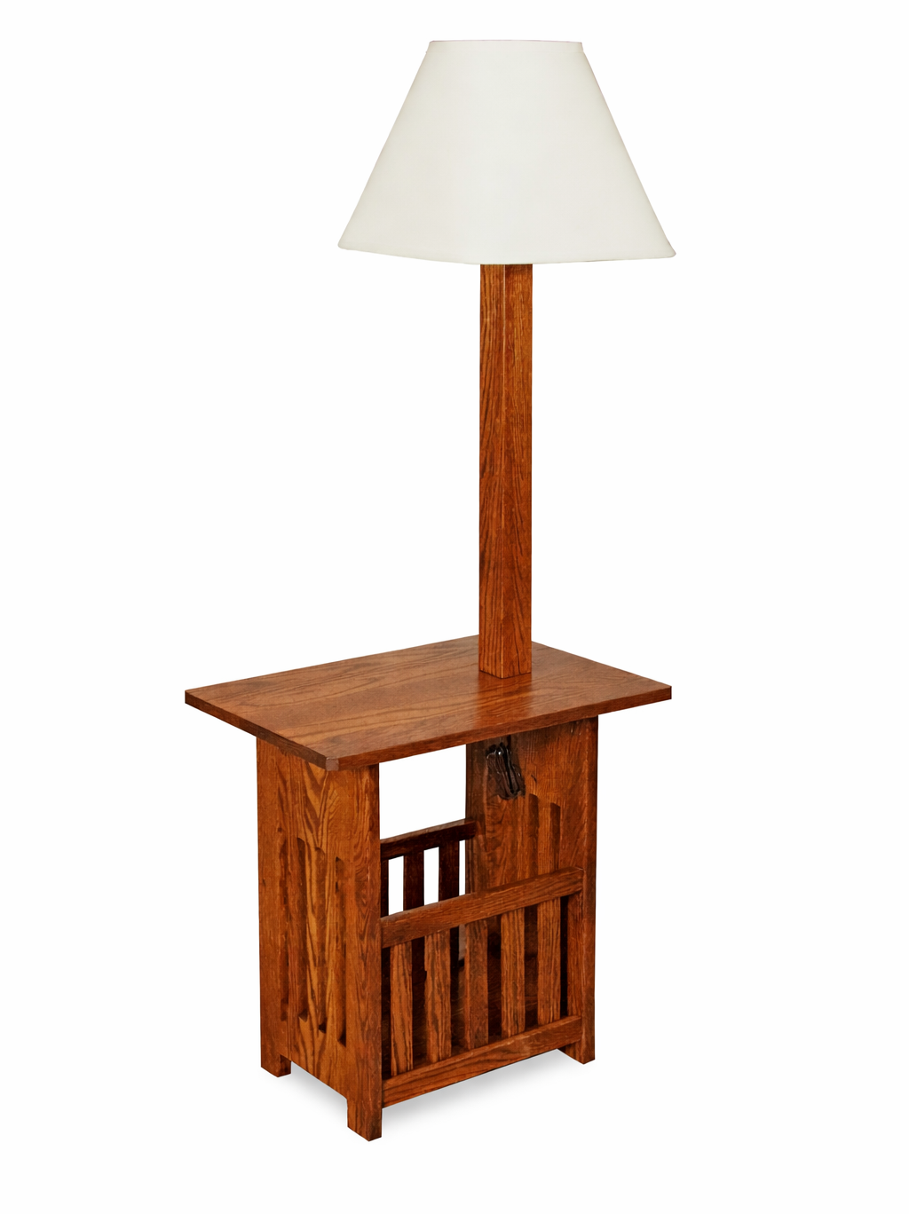 QW Amish Mission Magazine End Table with Lamp