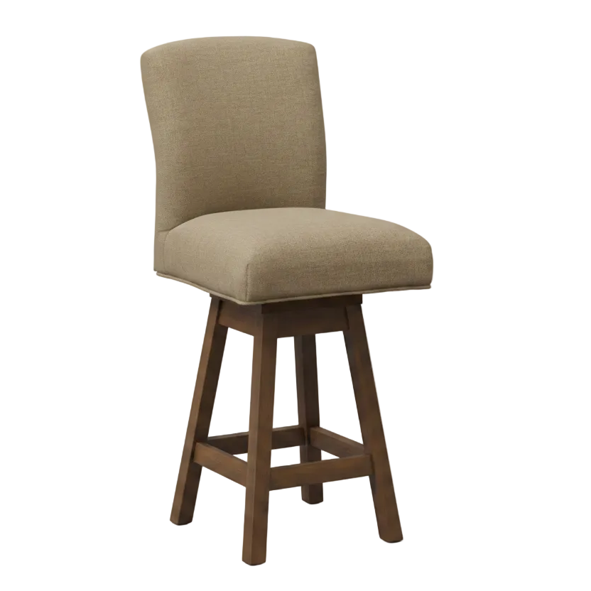 Brown bar stool with wooden legs on a white background
