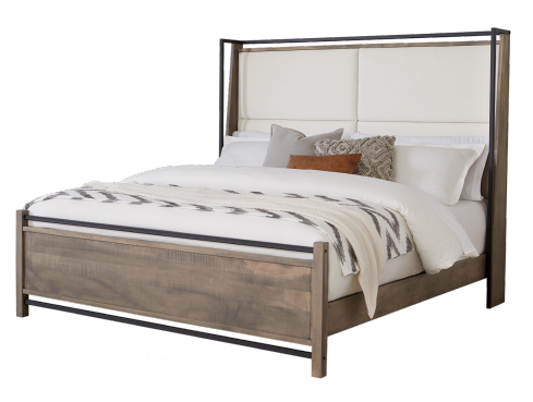 QW Amish Abshire Bed with Fabric Headboard - Thumbnail 2