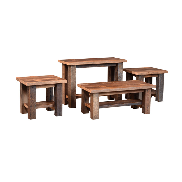 QW Amish Almanzo Reclaimed Barnwood Sofa Table with Shelf BPXW-376-ASTS