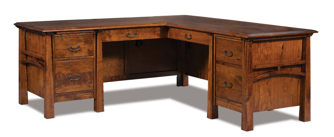 QW Amish Artesa 'L' Desk with Optional Hutch