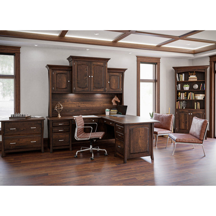 QW Amish Berkley Single Pedestal Desk w/ Optional Hutch