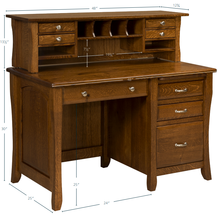 QW Amish Berkley Single Pedestal Desk w/ Optional Hutch