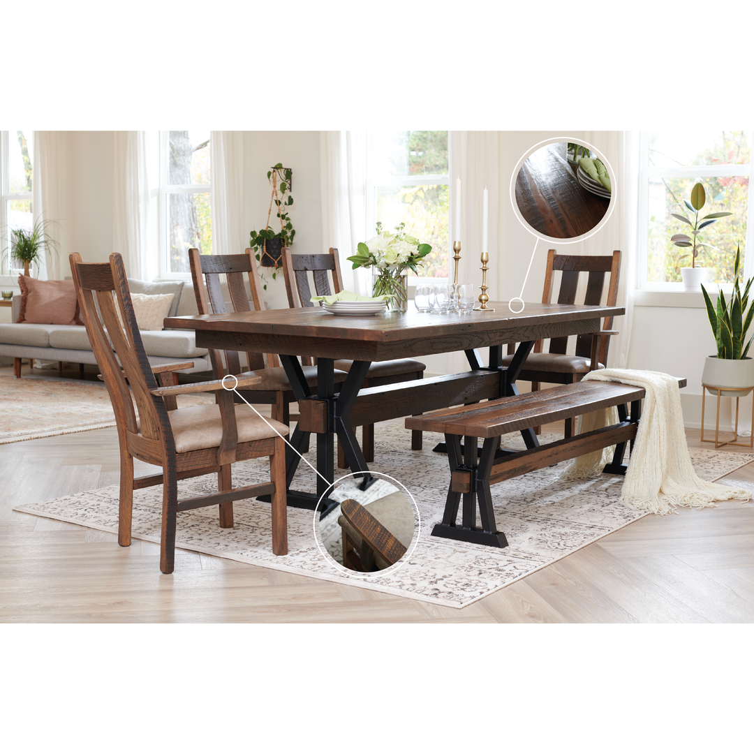 QW Amish Boston Reclaimed Barnwood 6pc Set Quality Woods Furniture
