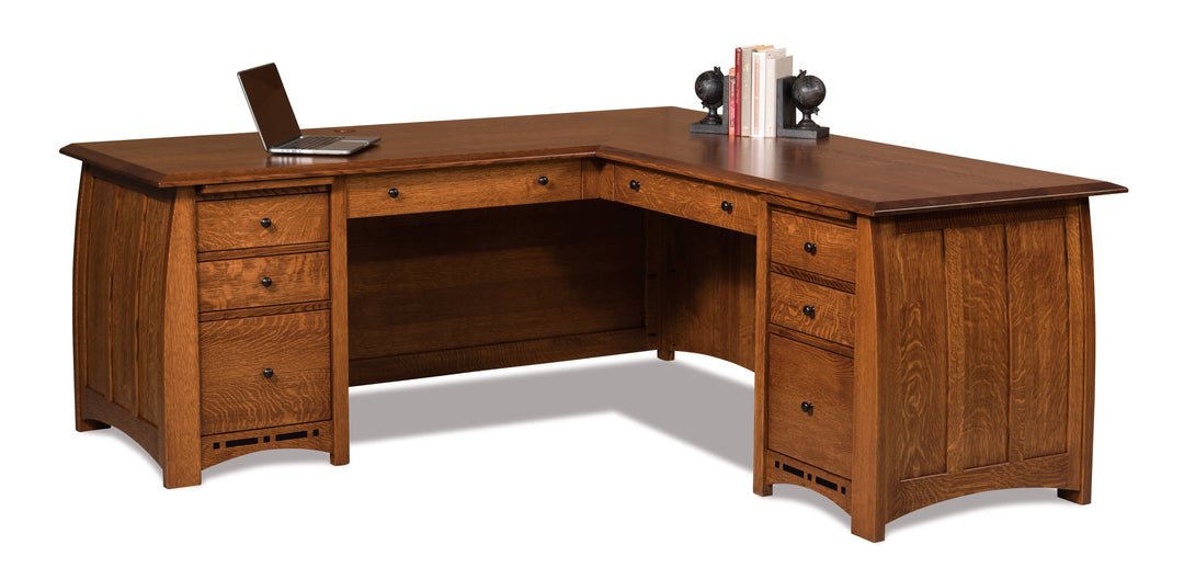 QW Amish Boulder Creek 'L' Desk with Optional Hutch