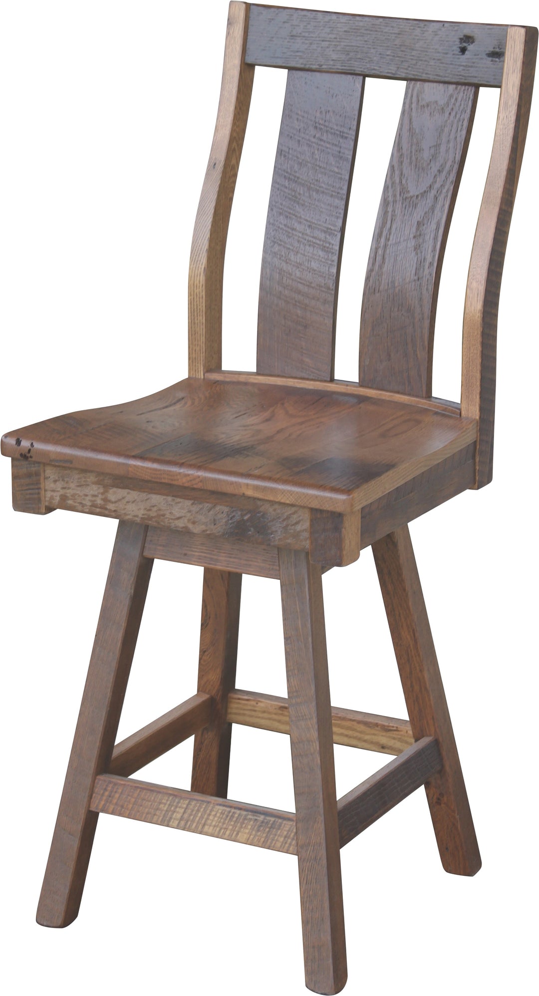 QW Amish Silverton Reclaimed Barnwood Swivel Bar Chair ELNN-SILVERTON-24SWIV
