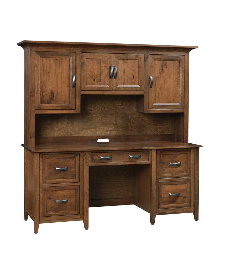 QW Amish Ventura Double Pedestal Desk w/ Optional Hutch