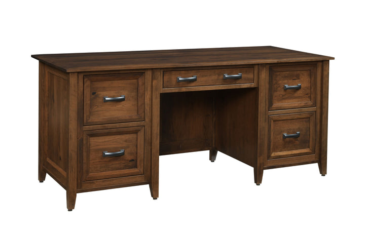 QW Amish Ventura Double Pedestal Desk w/ Optional Hutch