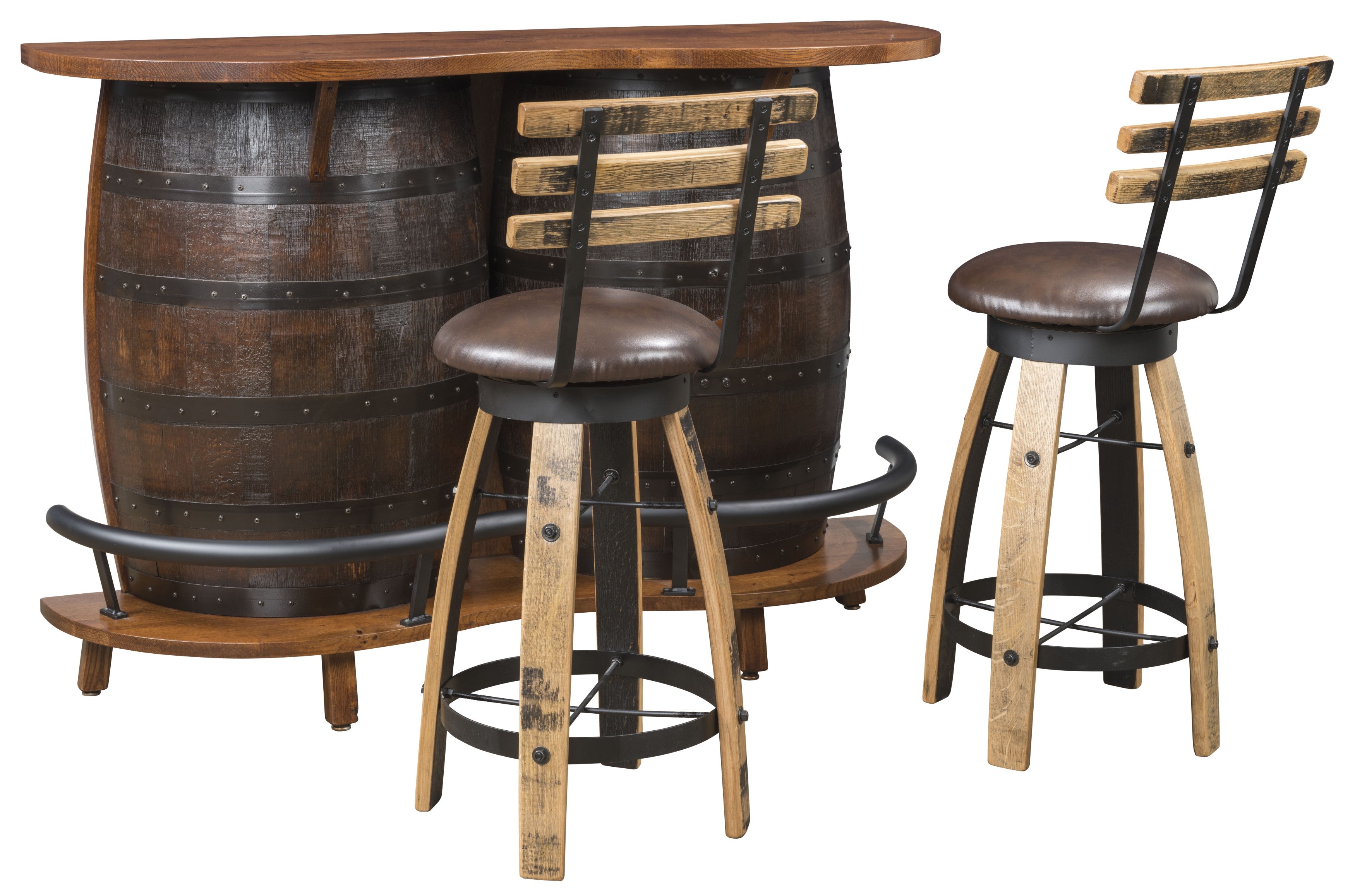 Barrel bar table on sale and chairs