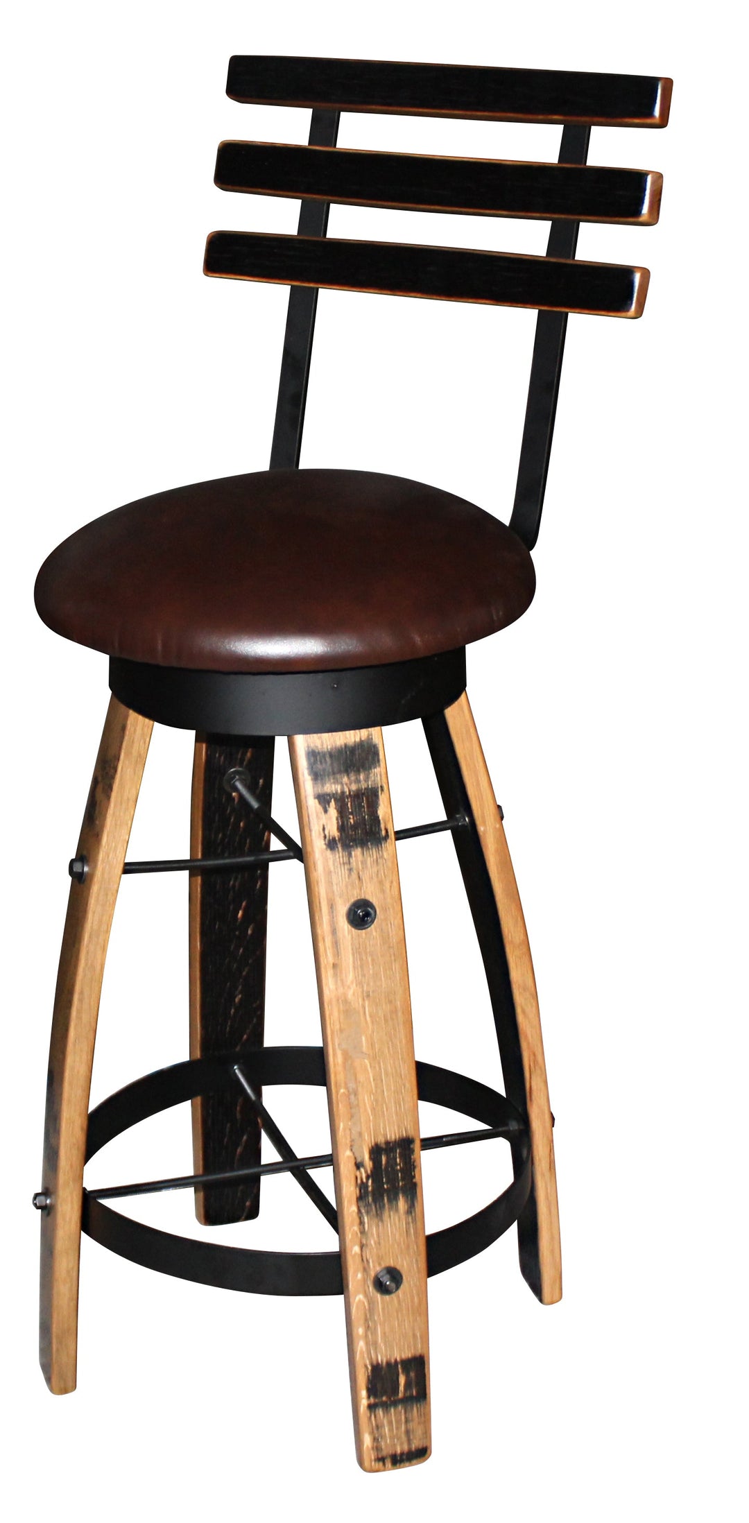 QW Amish Whiskey Barrel Round Barstool