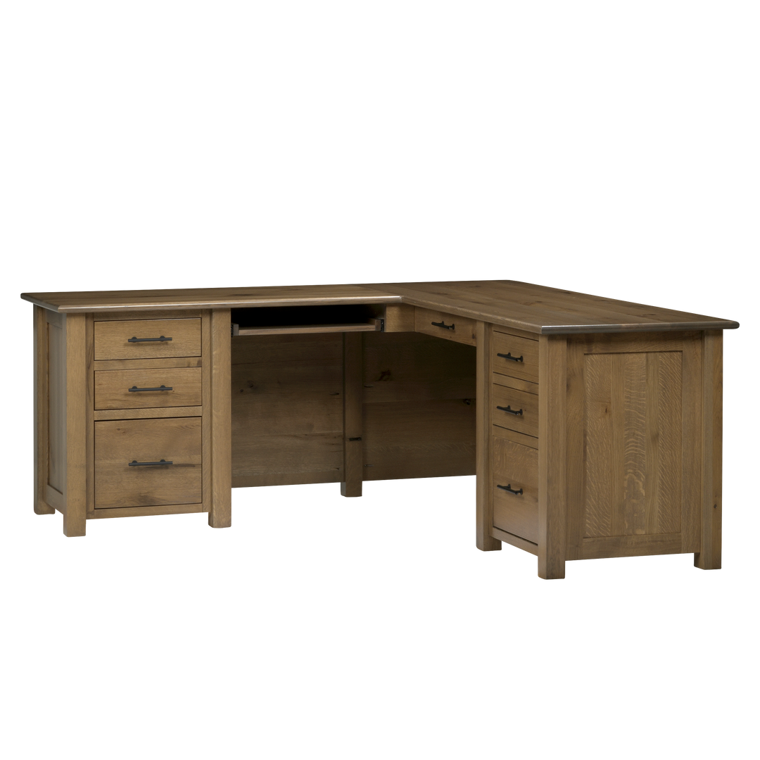 QW Amish Settlers L Shape Desk w/ Optional Hutch