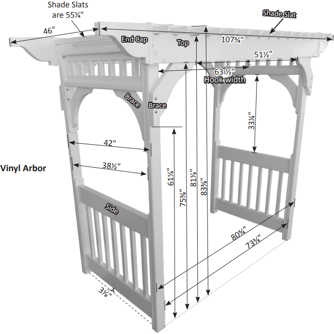 Vinyl Swing Arbor with Casual Back 3 Seat Swing