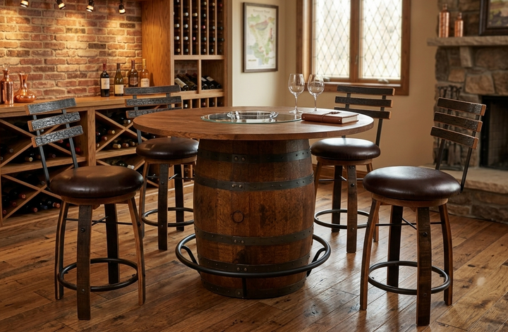 Whiskey Barrel Table 5pc Set - R. QSWO