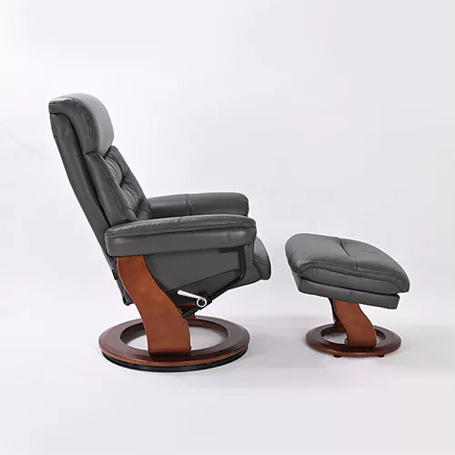 Swivel recliner with online ottoman