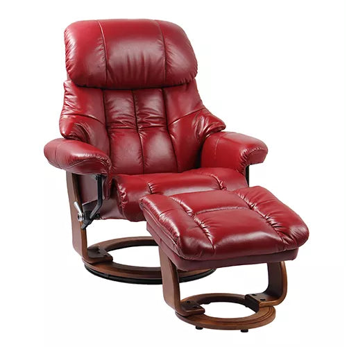 Benchmaster Furniture Nicholas II Recliner & Ottoman 7438WU-KM002 Ruby Red