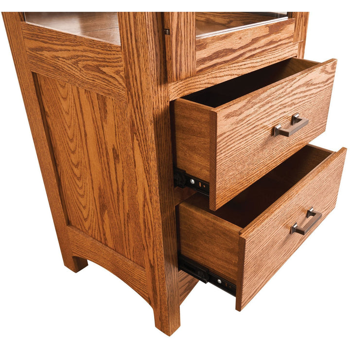 QW Amish 1 Door Mission Curio with Drawers