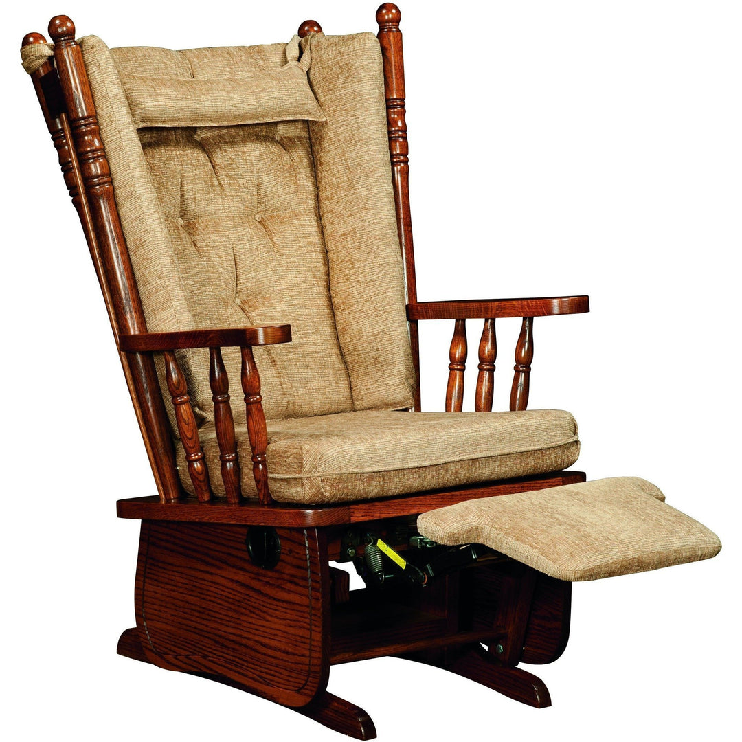 QW Amish 4-Post High Back Glider with Flip-out Footrest
