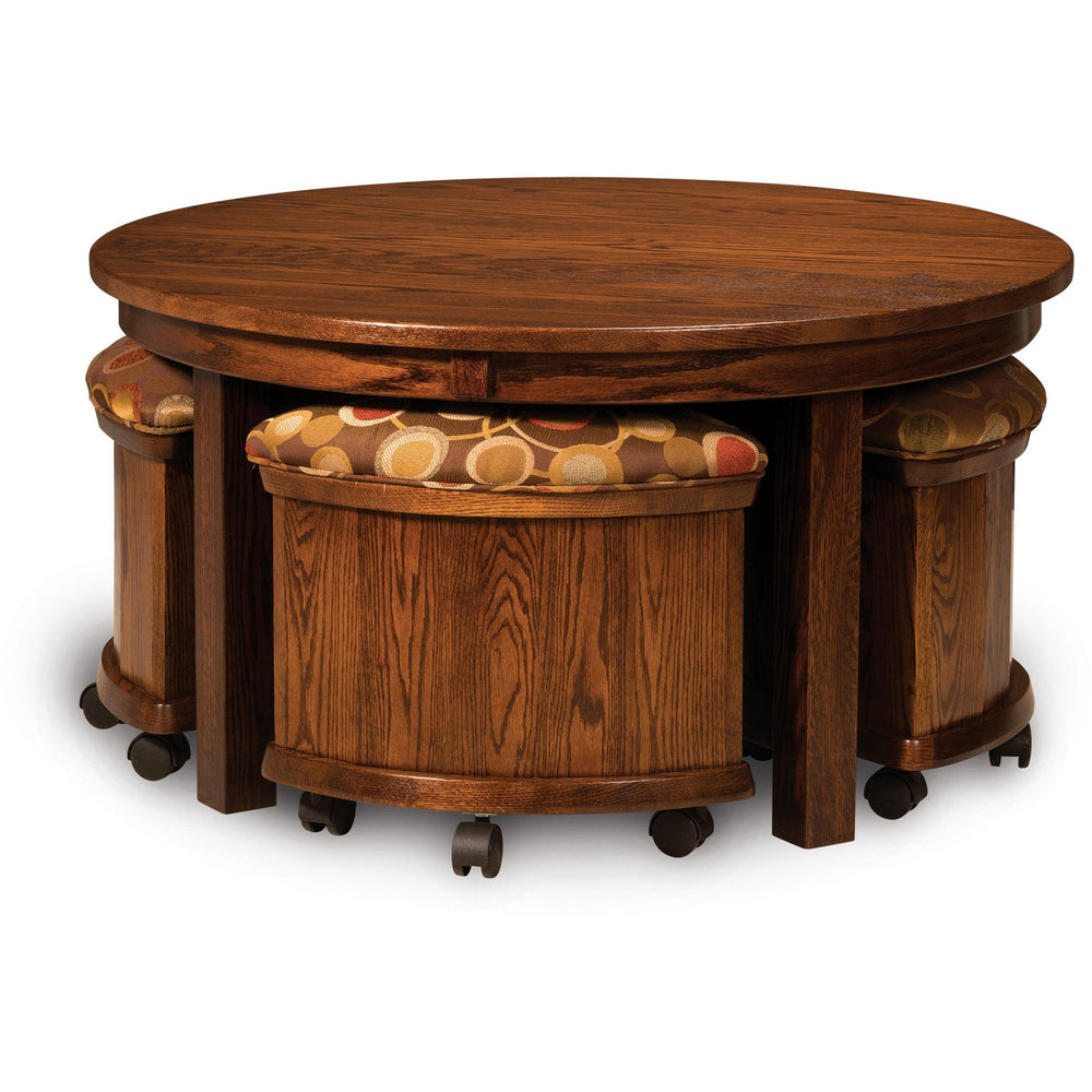 QW Amish 5-Pc Round Table Storage