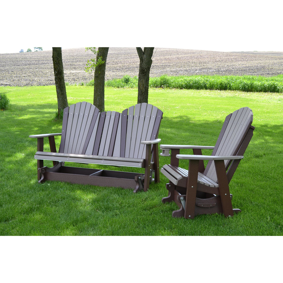 QW Amish Adirondack 5ft Glider with Folding Tray Quality Woods Furniture