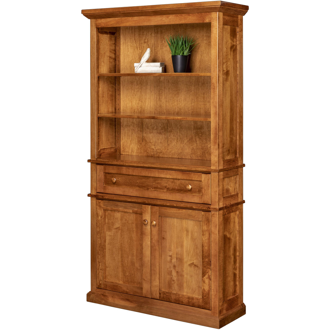 QW Amish Alexis Bookcase with Lower Doors & Drawer