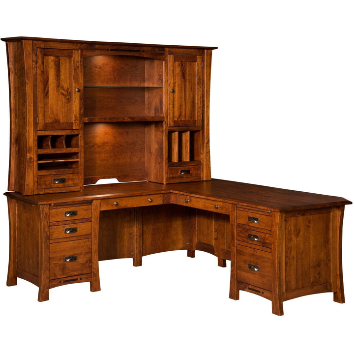 QW Amish Arts & Crafts 'L' Desk with Optional Hutch