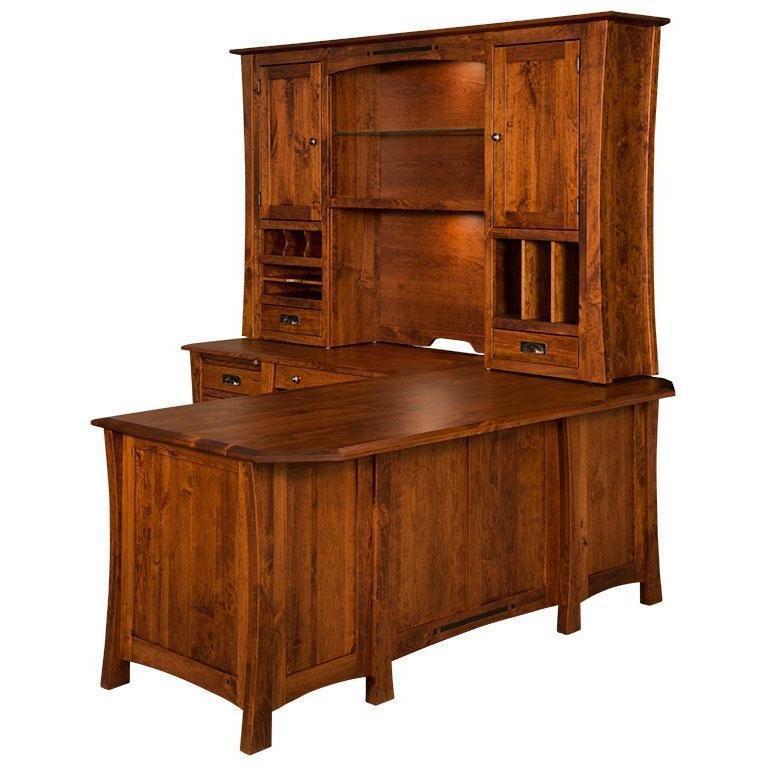 QW Amish Arts & Crafts 'L' Desk with Optional Hutch