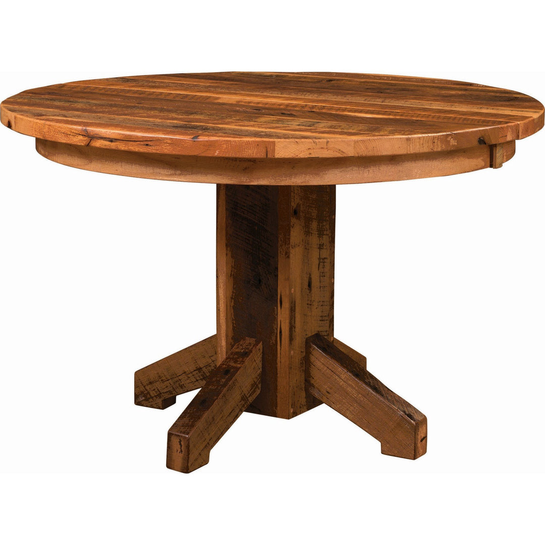 QW Amish Barn Beam Reclaimed Barnwood Pedestal Table