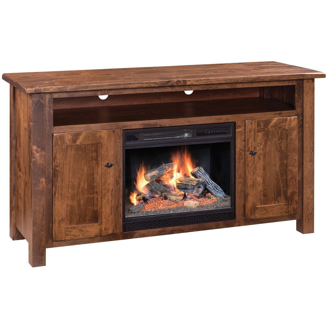QW Amish Barn Floor Fireplace TV Stand
