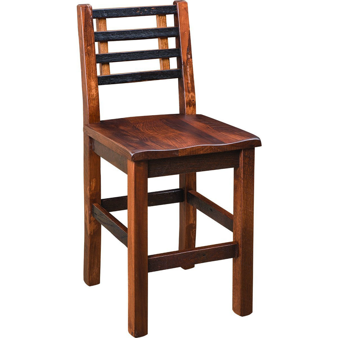 QW Amish Barrel Reclaimed Barnwood Bar Chair MCKD-RBB-925