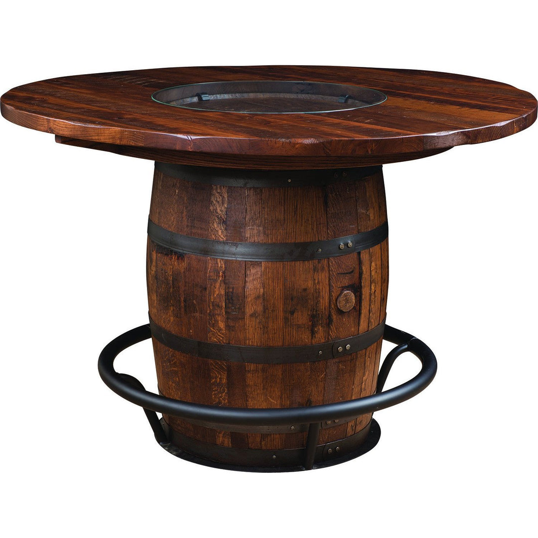 QW Amish Barrel Reclaimed Barnwood Pub Table