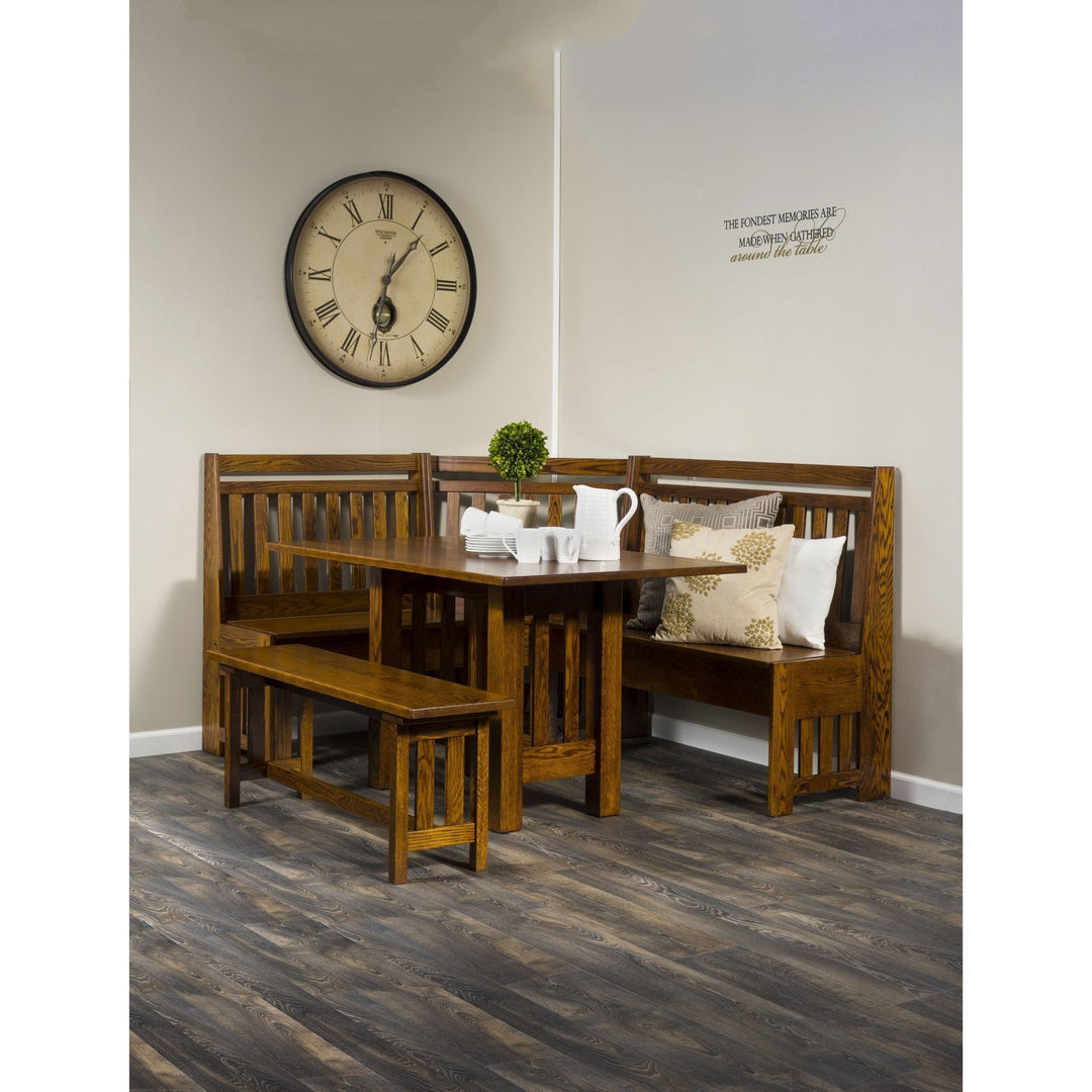Amish Traditional 5-Piece Solid Wood Corner Nook Set - Quick Ship