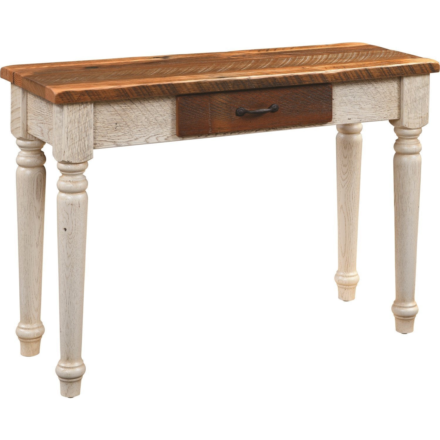 White reclaimed barnwood farmhouse deals console table