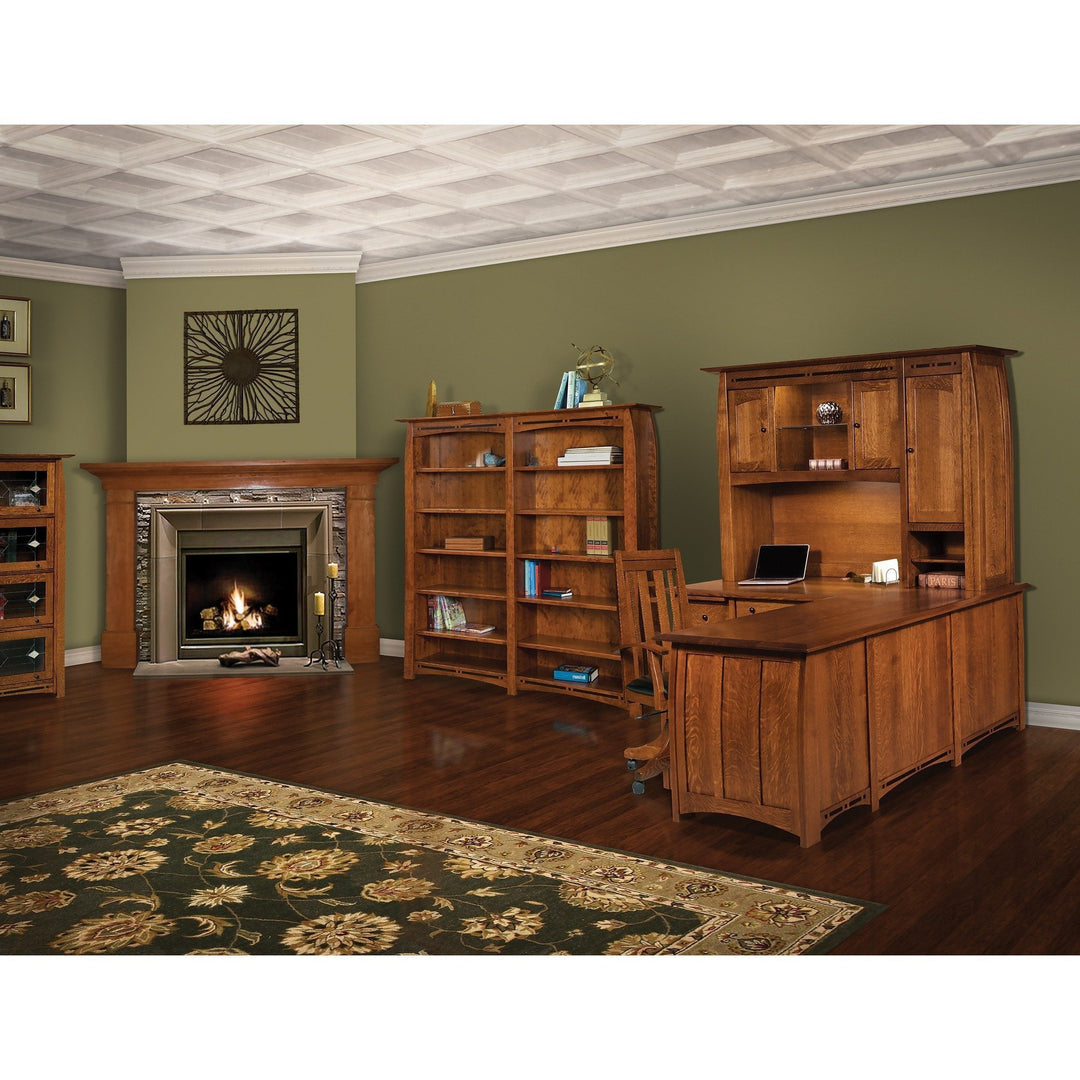 Amish Large Mission Computer Desk with Hutch Top