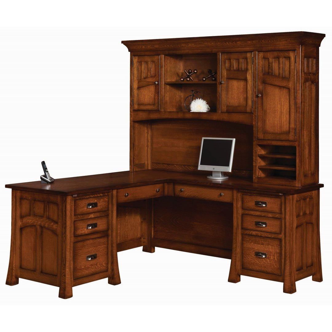 QW Amish Bridgefort L-Shape Desk with Optional Hutch