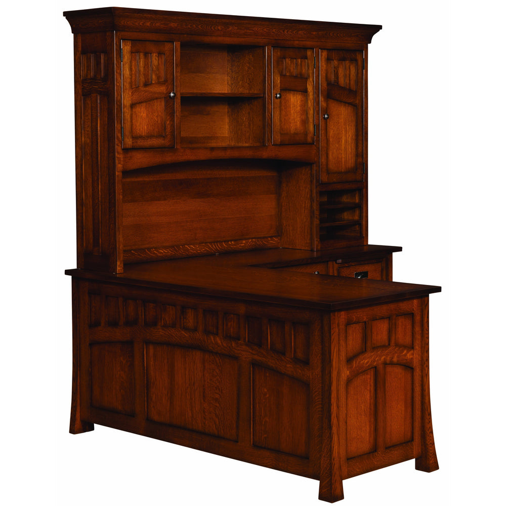 QW Amish Bridgefort L-Shape Desk with Optional Hutch