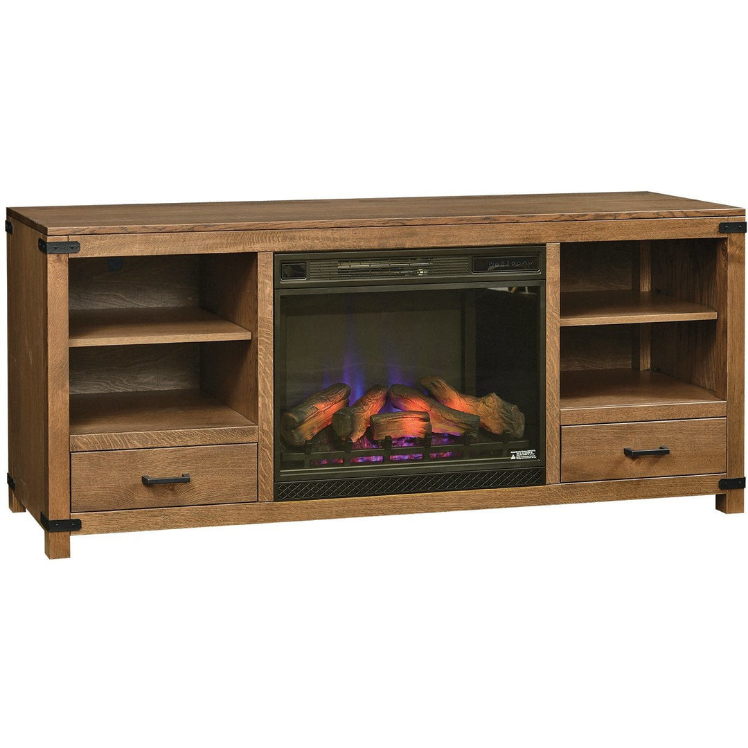 QW Amish Brush Creek TV Stand with Fireplace