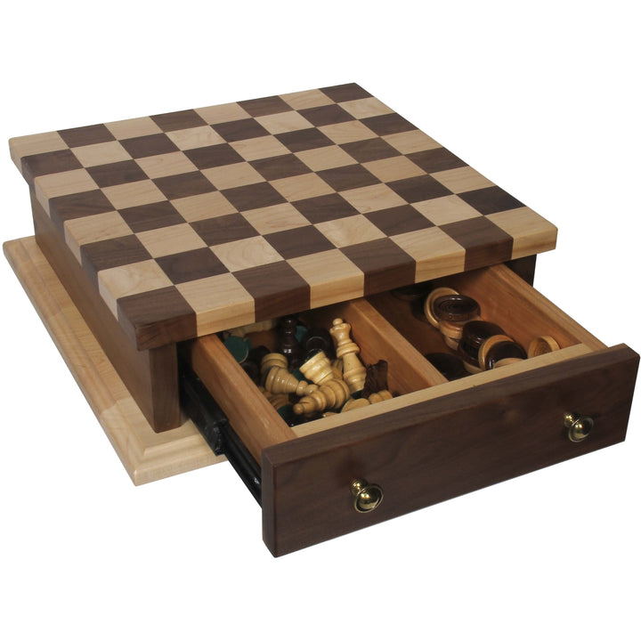 QW Amish Checker Board w/ Drawer & Chess/Checker Pieces SELP-C080504