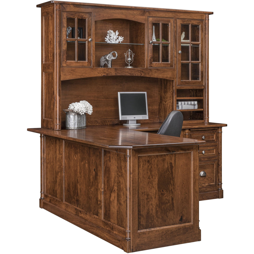 QW Amish Covington L-Shape Desk with Optional Hutch