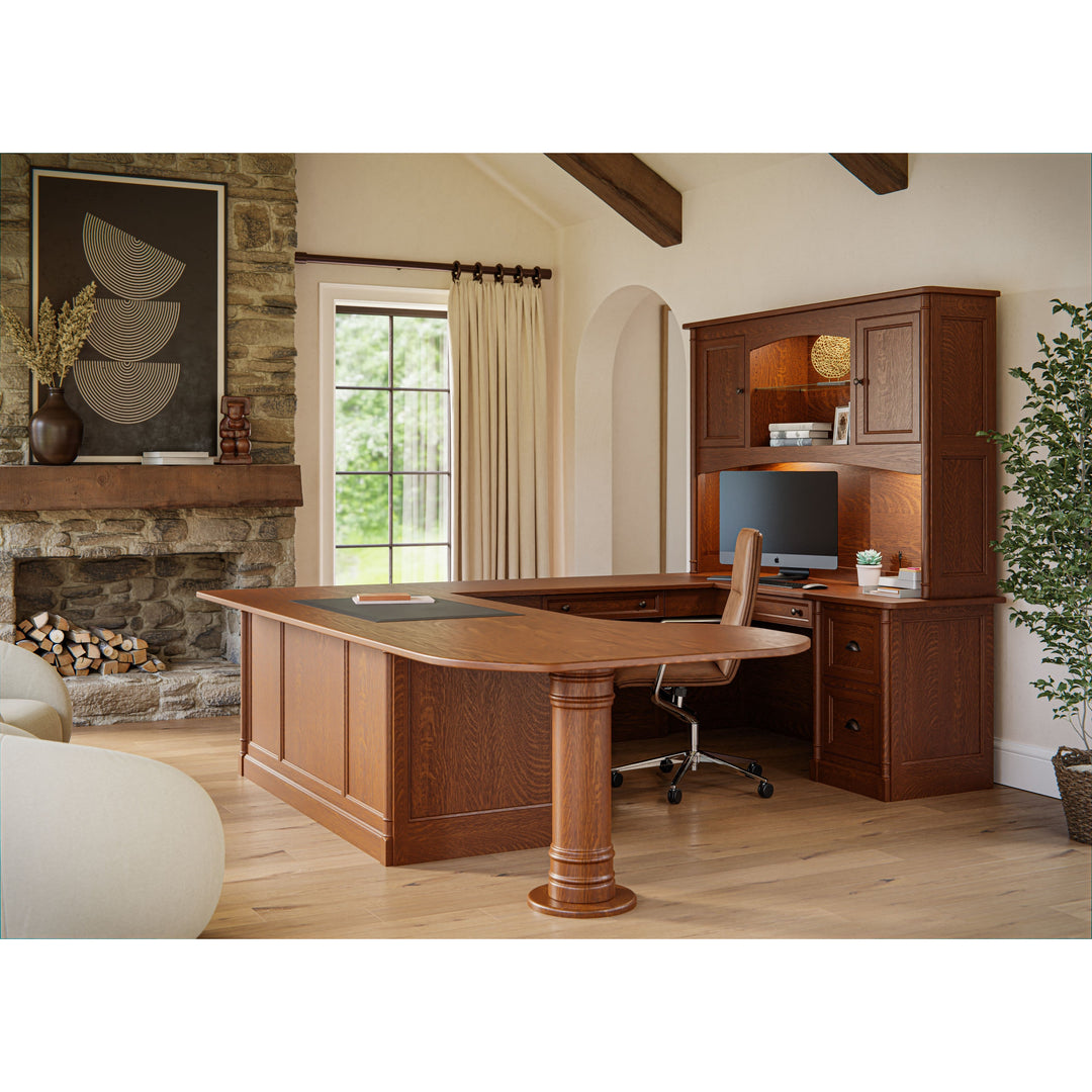 QW Amish Covington U-Shape Desk with Optional Hutch