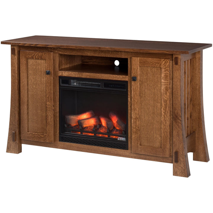 QW Amish Craftsman Mission Fireplace Media Console