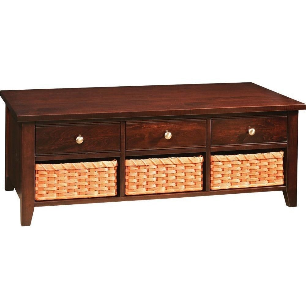 QW Amish Crawford Coffee Table 3 Drawer with Baskets PXIA-01743BA
