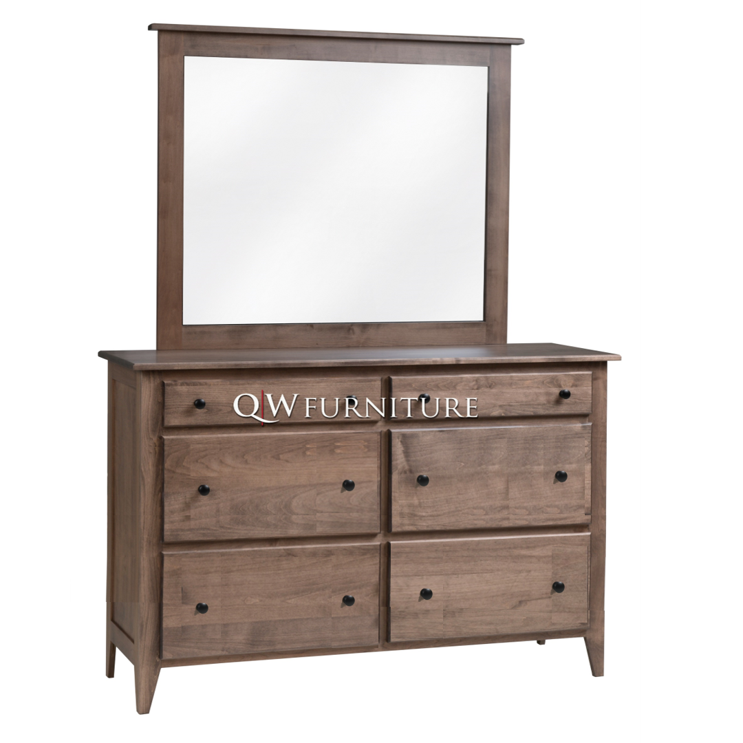 QW Amish Dallas 6 Drawer Dresser & Optional Mirror